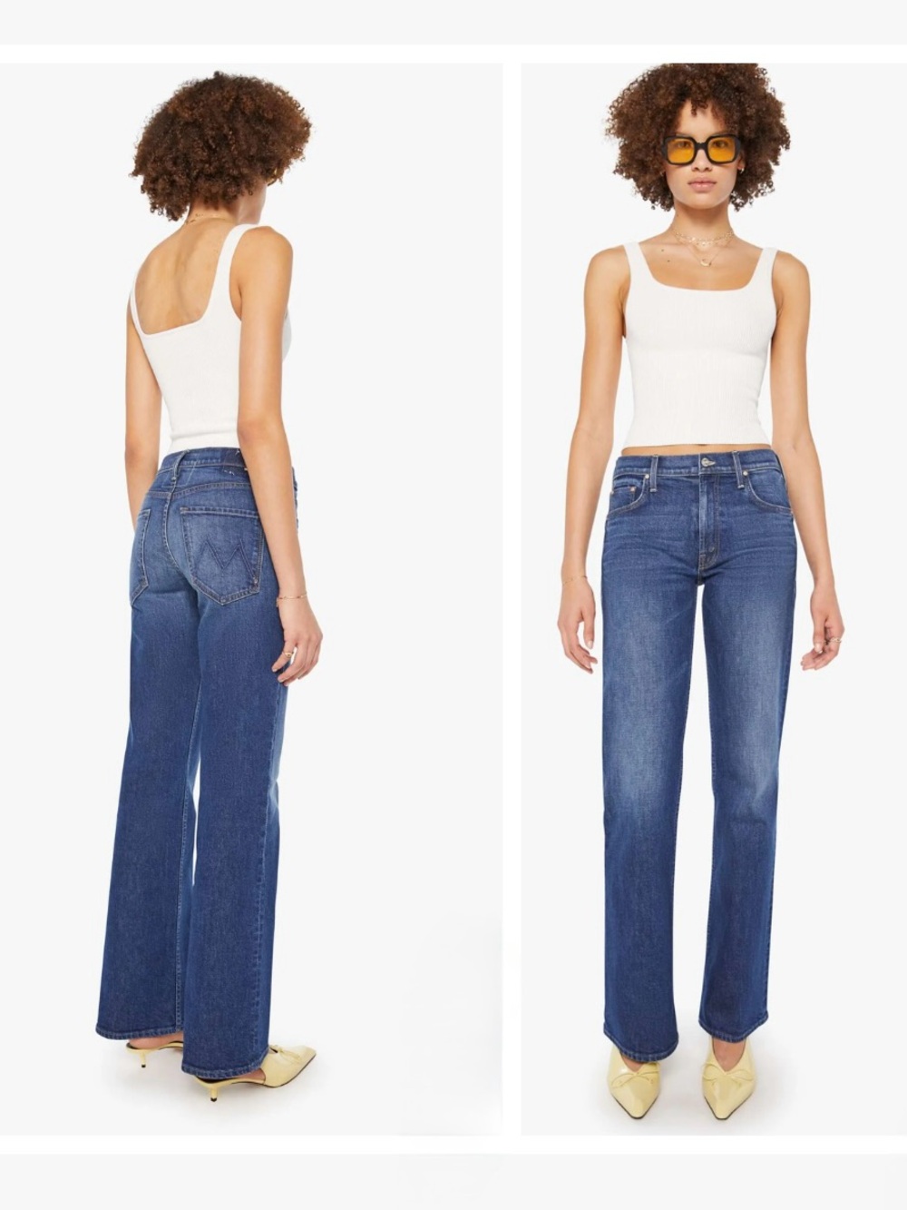 MOTHER Blue Wide-Leg Flare Jeans